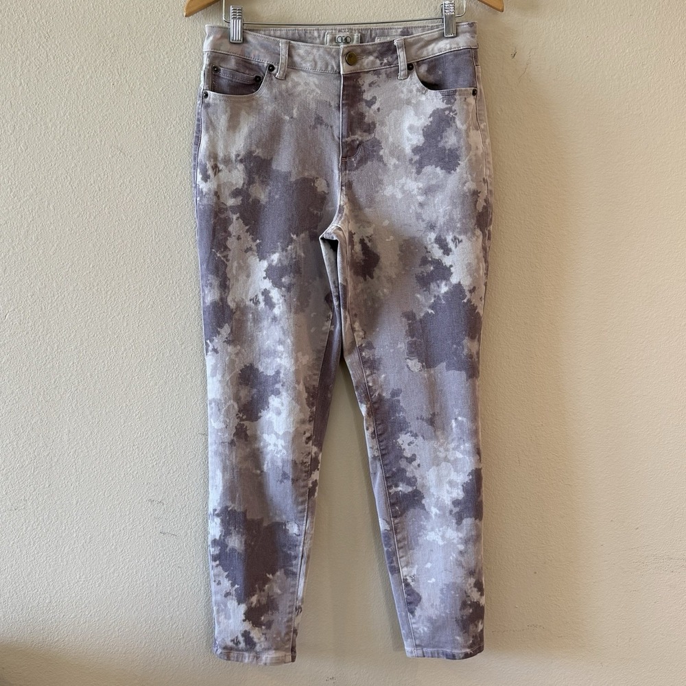 LOGO Lori Goldstein Tie‎ Dye Stretch Twill Skinny Ankle Jeans Womens 8 Lagenlook